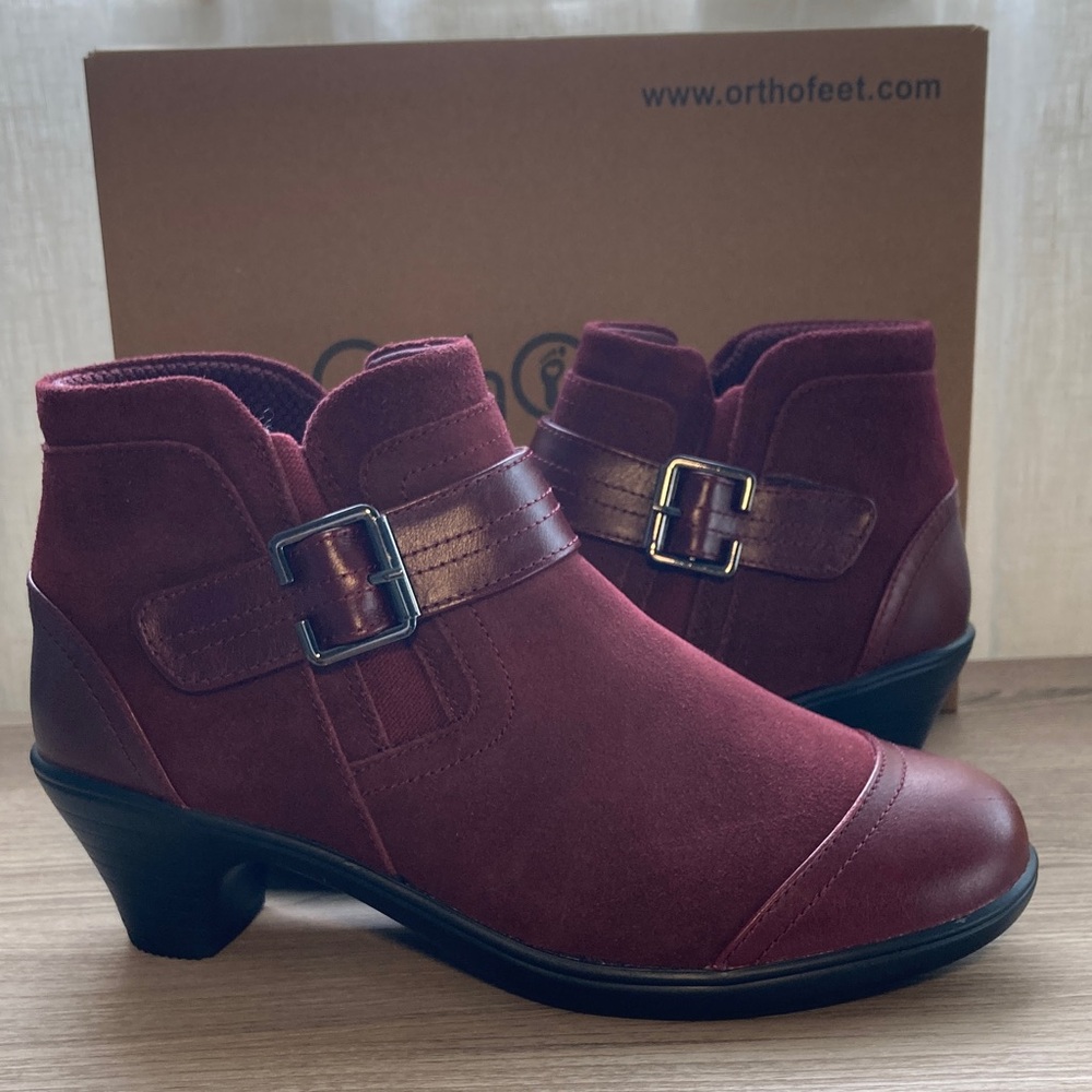 Orthofeet Emma dark cherry Ankle Booties 7